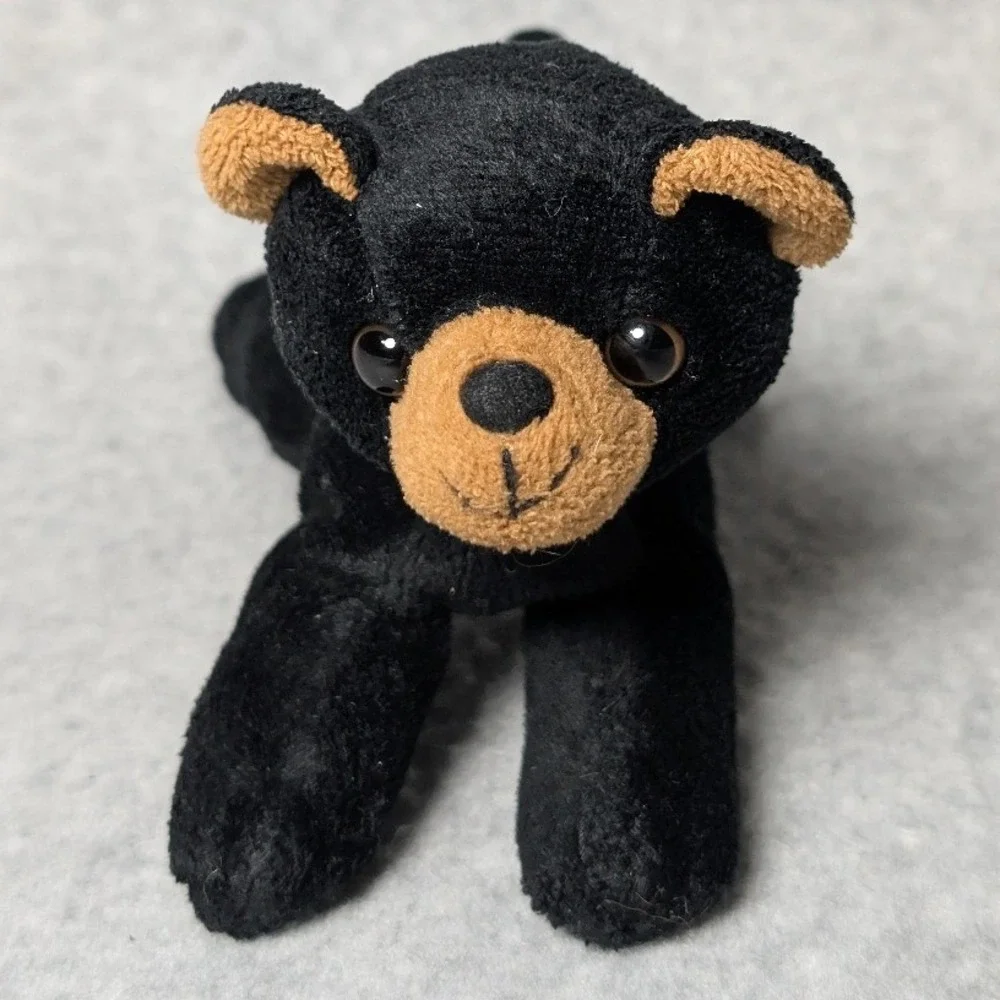 Unipak Black Bear Plush Toy Unisex Small Black Bean Bag Animal 6in